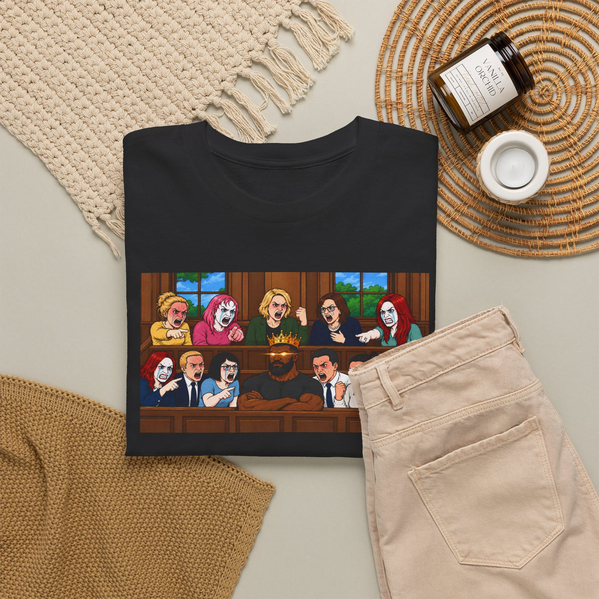 HE WAS A BLACK MAN Courtroom Cartoon Tee
